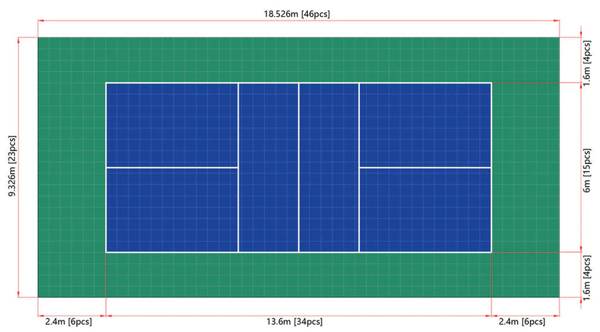Terrain de Pickleball en dalle clipsable