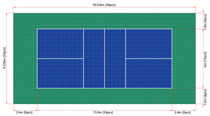 Terrain de Pickleball en dalle clipsable