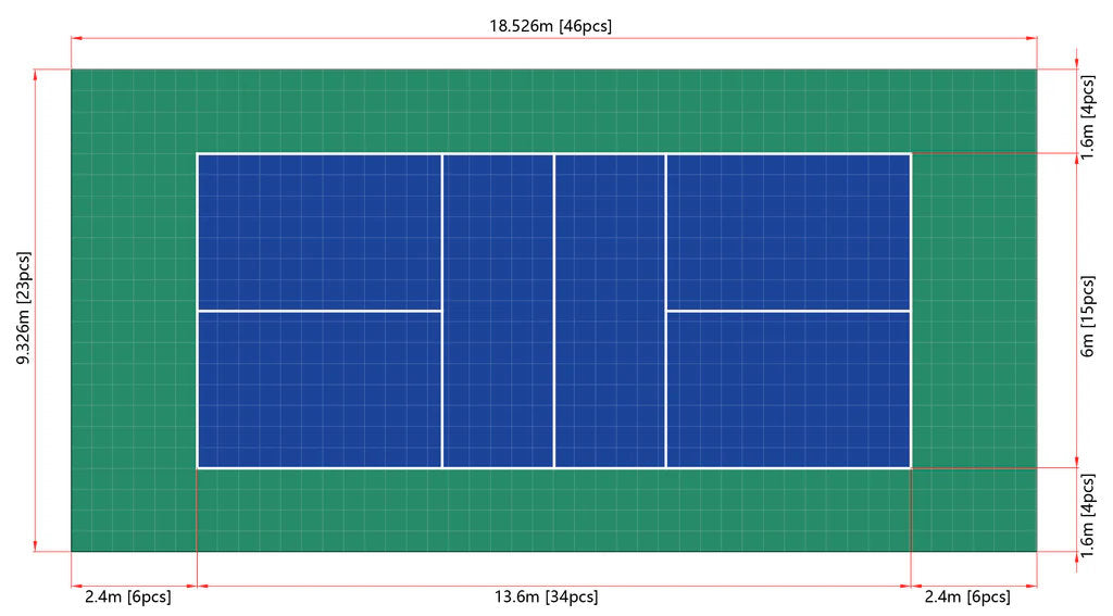 Terrain de Pickleball en dalle clipsable