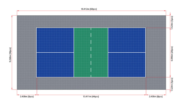 Terrain de Pickleball en dalle clipsable