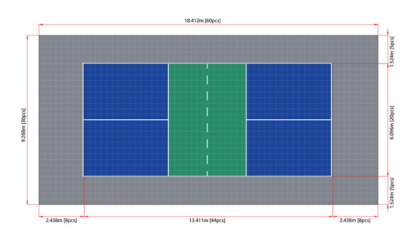 Terrain de Pickleball en dalle clipsable