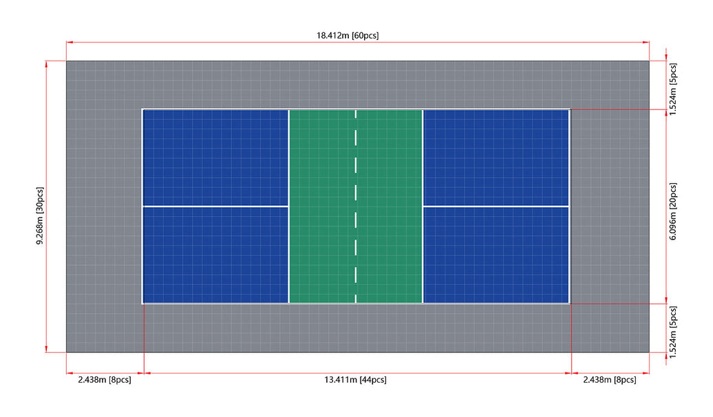 Terrain de Pickleball en dalle clipsable