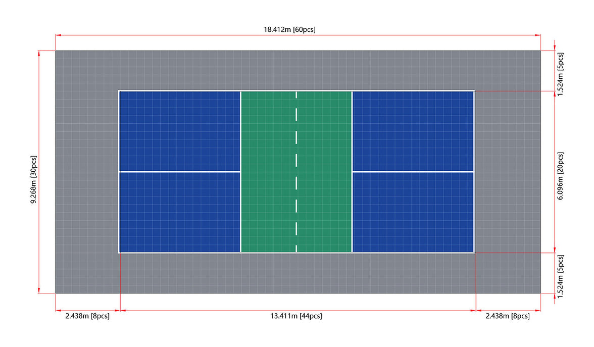 Terrain de Pickleball en dalle clipsable