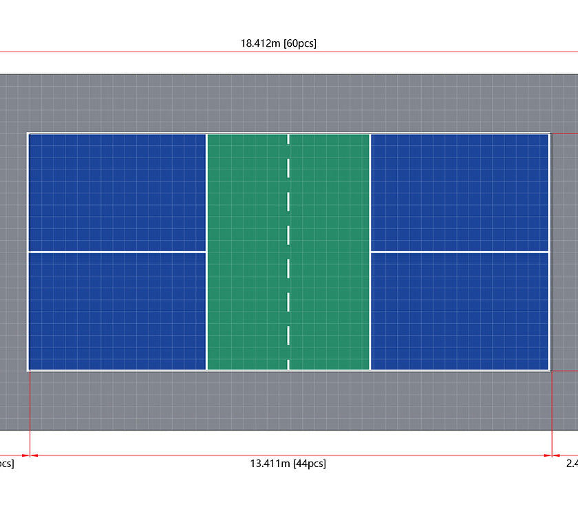 Terrain de Pickleball en dalle clipsable
