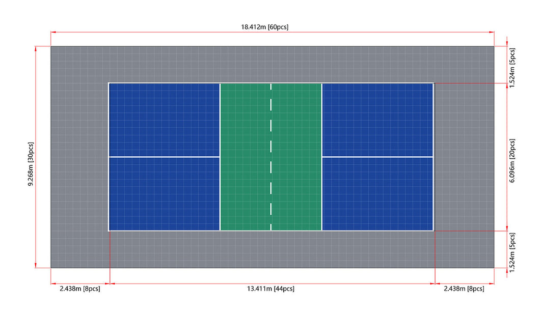 Terrain de Pickleball en dalle clipsable